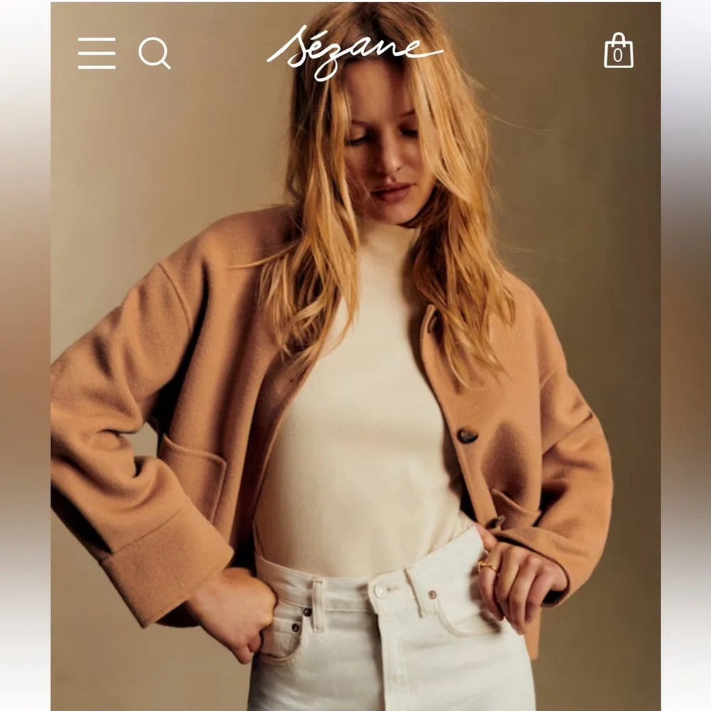 Sezane Mia Camel Wool Jacket - Size US 4 - NWT - Picture 2 of 9
